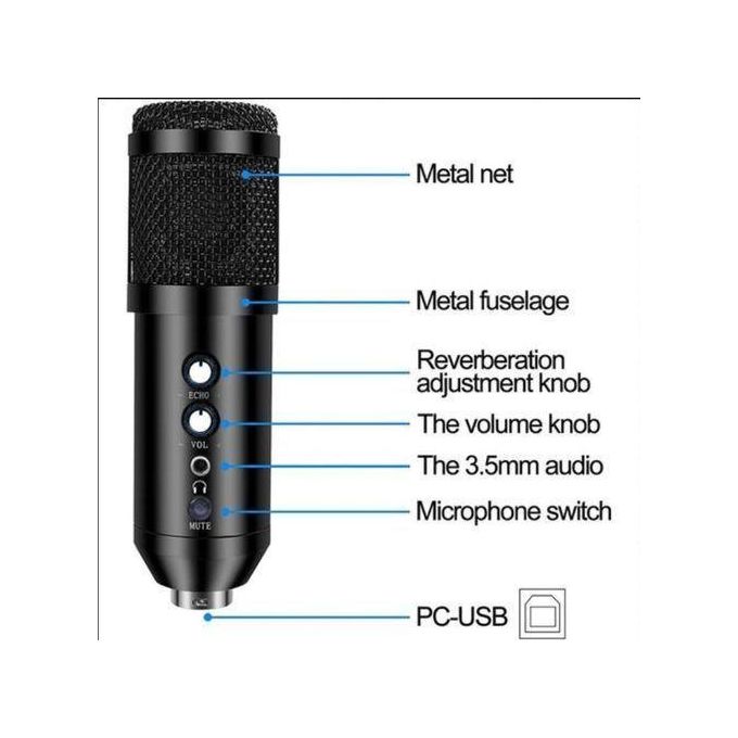 BM-868 Professional USB Studio Condenser Microphone Kit for Computers