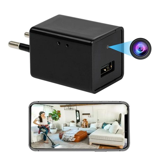 Black USB Charger with Hidden WiFi Camera