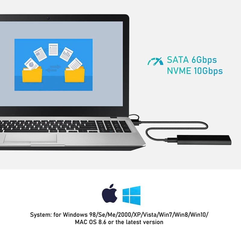 Buy Dual Protocol M2 NVMe/NGFF SATA SSD Case 10Gbps HDD Box M.2 NVME SSD to USB 3.1 Enclosure Type-A to Type-C Cable for M.2 SSD in Kumasi — product view 5