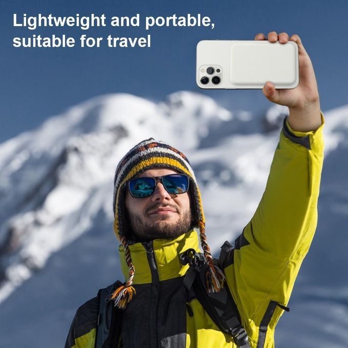 5000mAh White Portable Magnetic Wireless Power Bank with MagSafe Battery Pack — product view 3