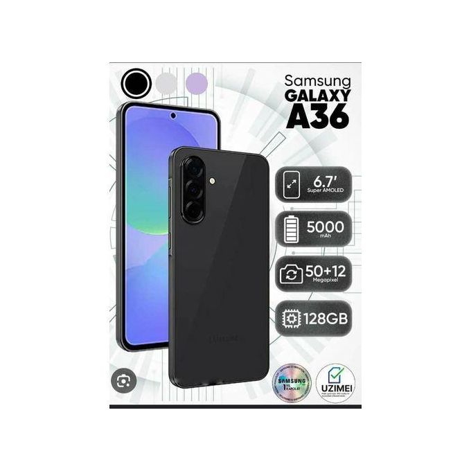 Samsung Galaxy A36 (Model SM-A366B/DS) – 6.7-inch Display, 128GB Storage + 6GB RAM, Android 15, 5MP & 12MP Cameras, Awesome Black
