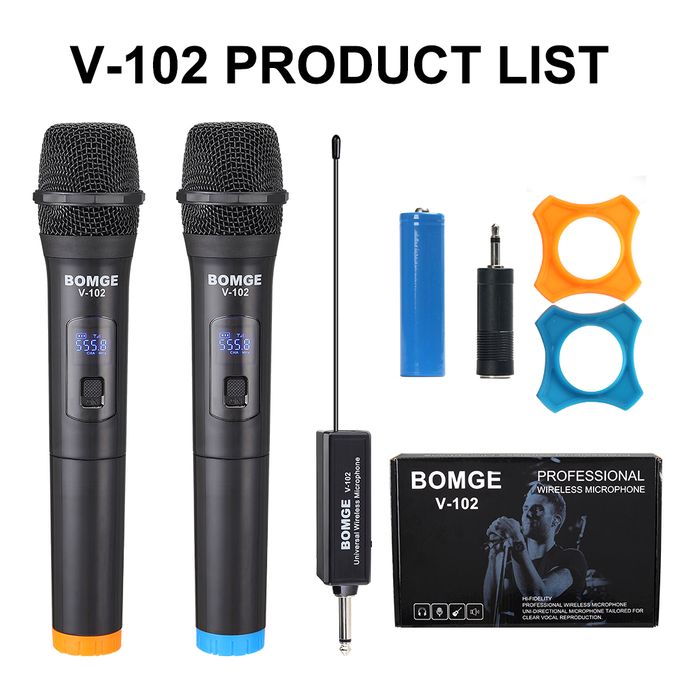 Bomge Black Wireless System with 2 Handheld Microphones