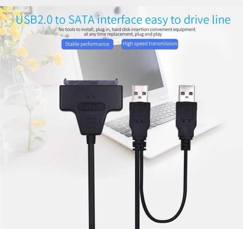 Usb 2.0 To 7 15 22pin Sata Adapter Cables External Power For 2.5” Ssd Hdd Hard Disk Drive Converter In Kumasi