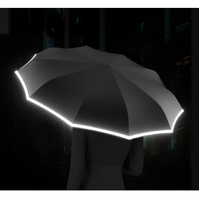 Portable Travel Umbrella with Ring Buckle, Reflective Safety Strip, and Sturdy Windproof Design