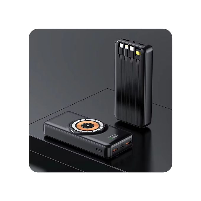 Compact Dual Fast Charger Power Bank with 30000mAh LED Display – Black
