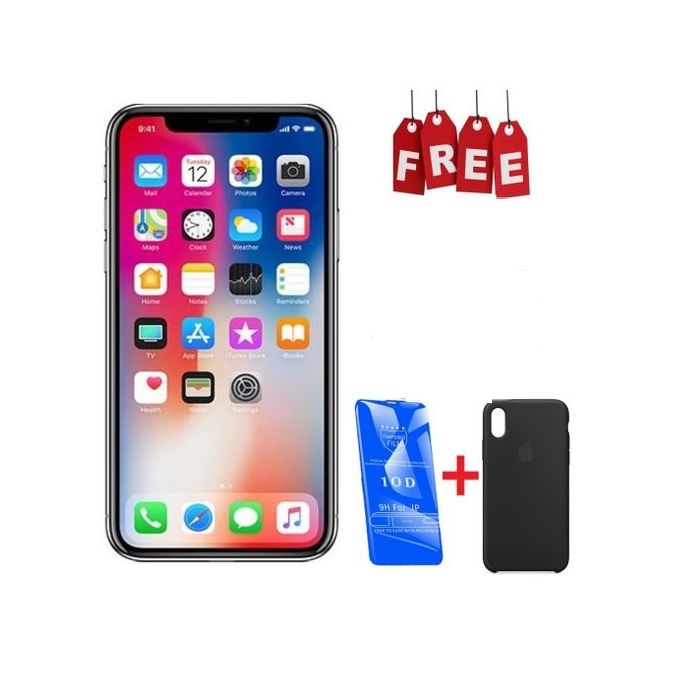 Apple iPhone X – 5.8″ Display – 256GB Storage – 3GB RAM – 2716mAh Battery – Silver with Complimentary Case and Screen Protector