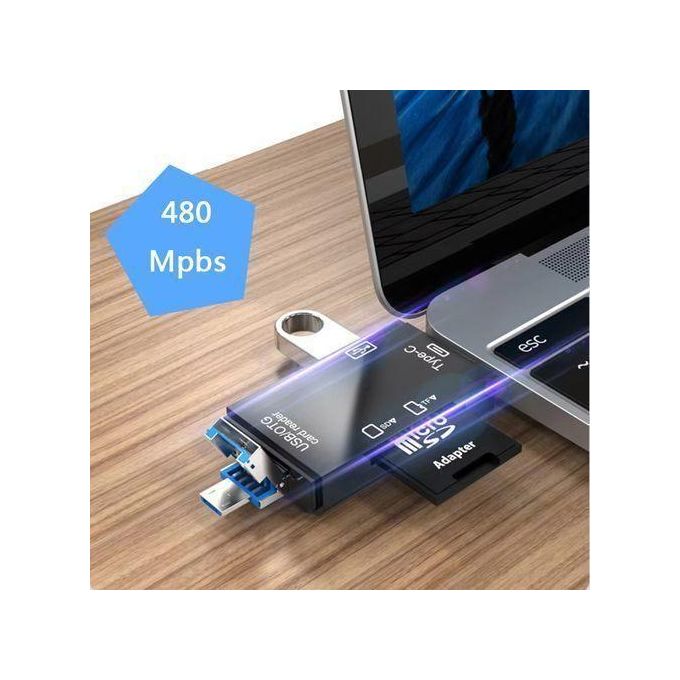 6-in-1 OTG Type-C SD Card Reader and Flash Drive