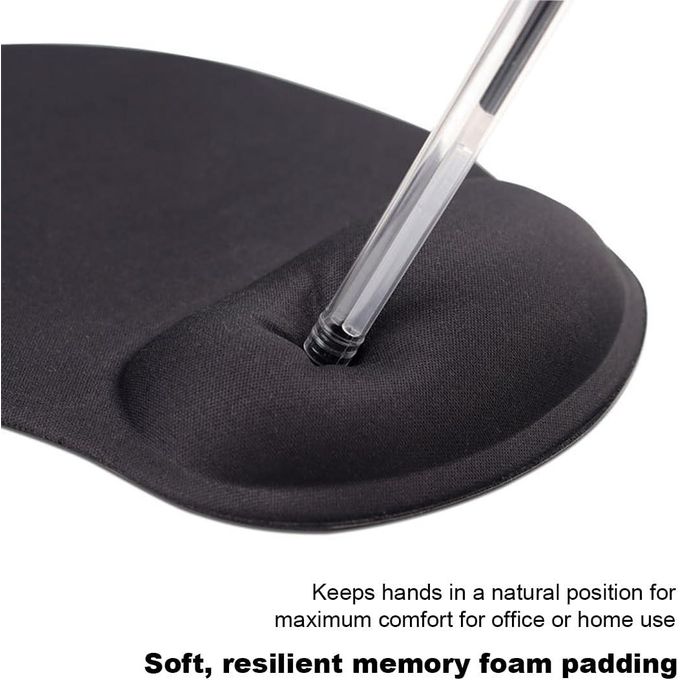 Black Non-Slip Mouse Pad with Wrist Support