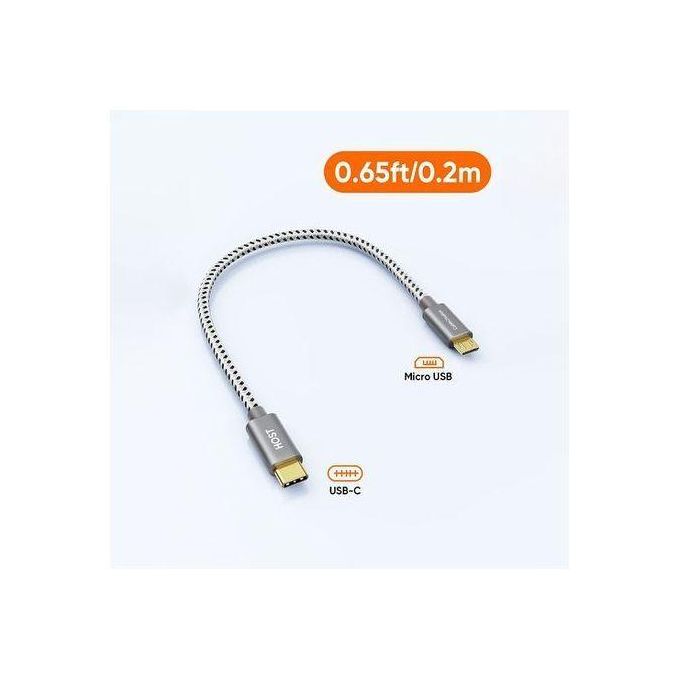 LASA 20cm OTG Converter Cable – Micro USB to USB-C Adapter