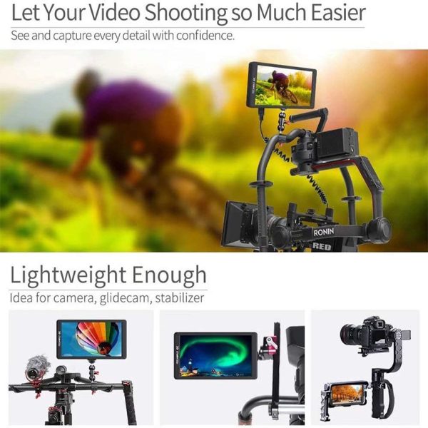 F570 Feelworld 5.7-Inch 4K Portable On-Camera Monitor – Lightweight and Perfect for Stabilizers