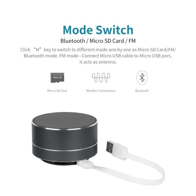 Compact Cylindrical Bluetooth Speaker – Black