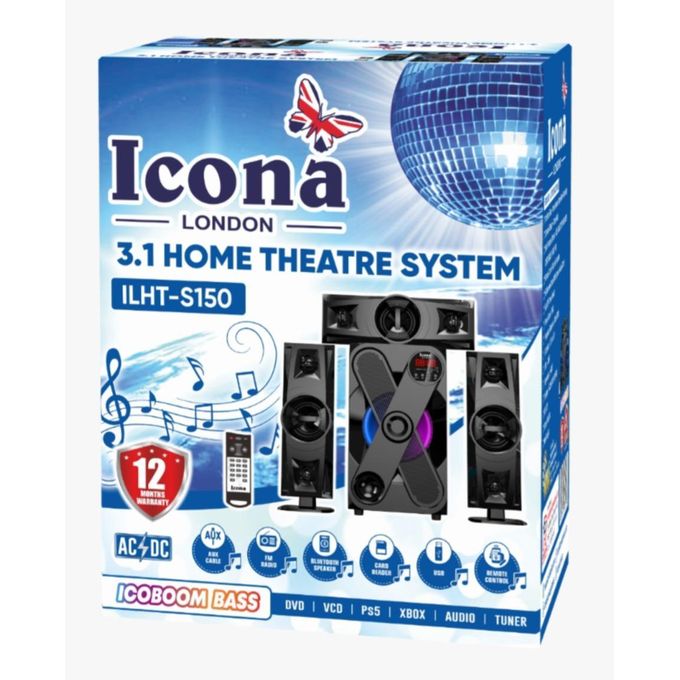 Icona London ILHT-S150 Icoboom 3.1 Home Theater System with FM Radio – Black