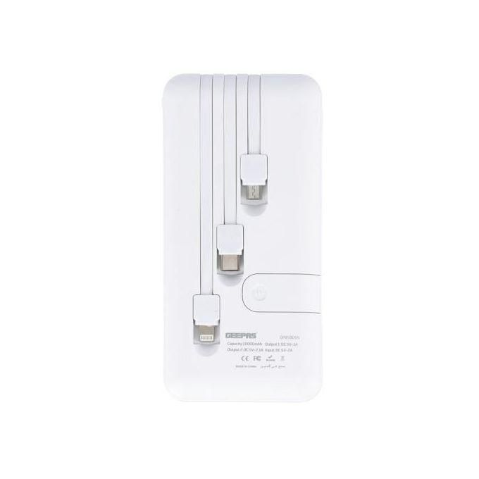 White 30000mAh Portable Power Bank – 3-in-1 Design