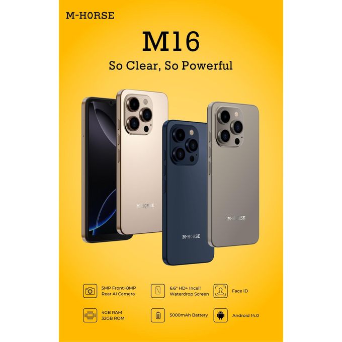 M-HORSE M16 – 32GB Storage, 4GB RAM – Available in Multiple Colors