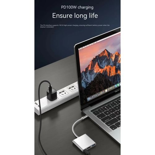 3-in-1 Type C HDMI4K USB3.0 100 PD Multiport Adapter