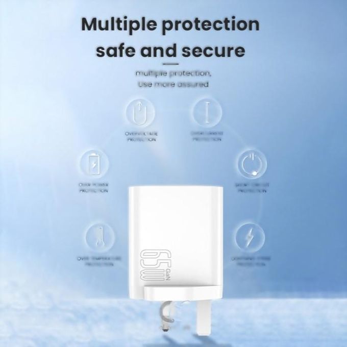 Brave 65W GaN Fast Charger with Cable – White