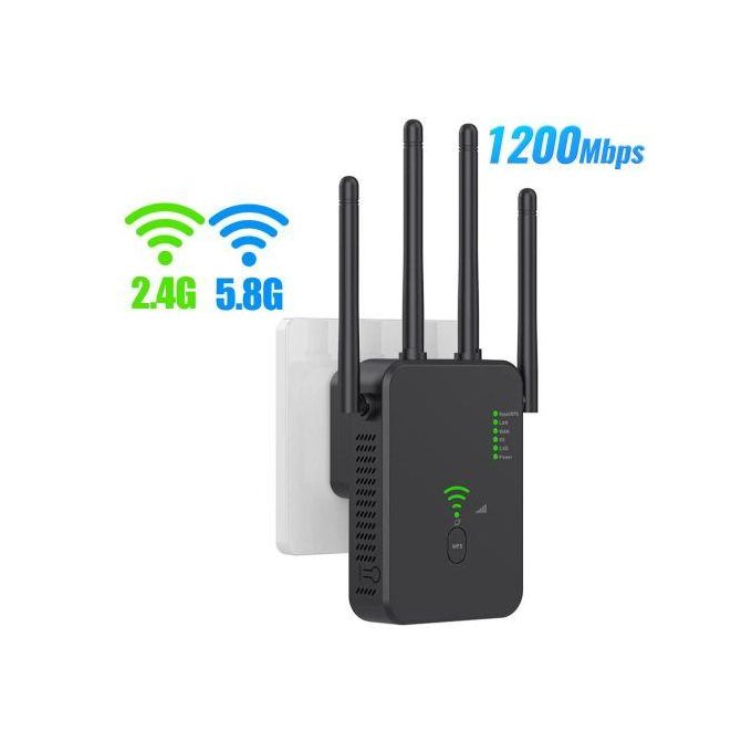 Dual-Band Wireless WiFi Repeater 1200Mbps Signal Booster - 2.4G & 5G WiFi Extender, 802.11ac Gigabit Amplifier with WPS Router