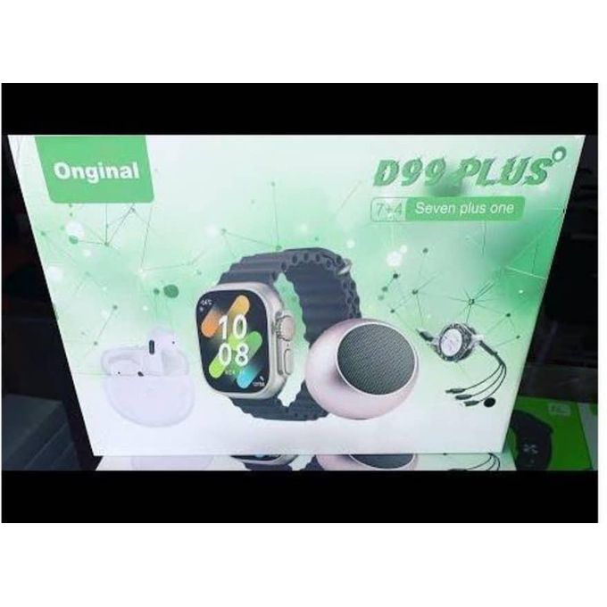 Black Smart Watch with Ear Pods, Music Box, and Bands — product view 2