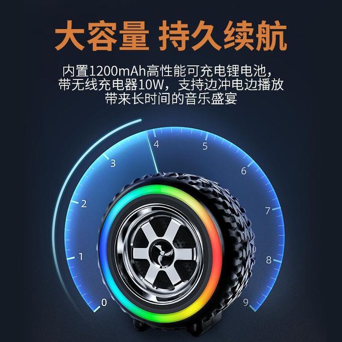 G2389 Black Wireless Bluetooth Speaker with Cross-Border New Tire Design