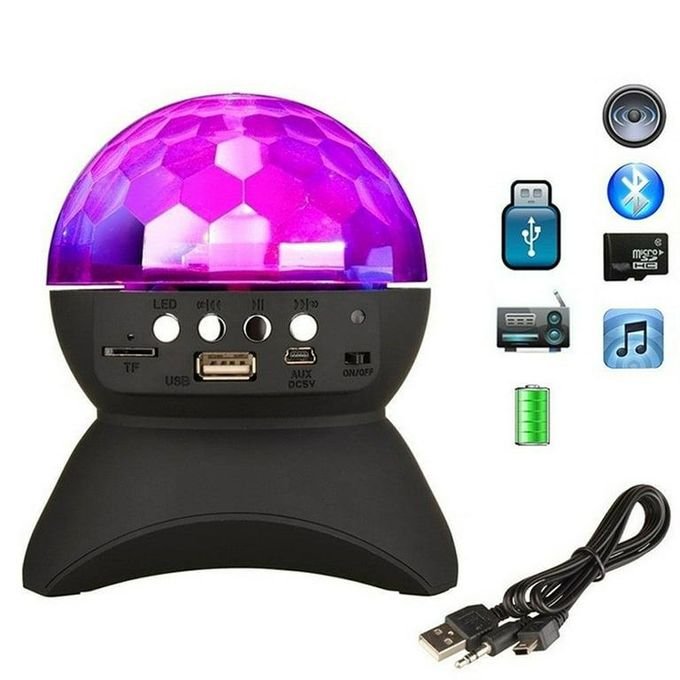 Black RGB Disco Ball Speaker with LED Light Display