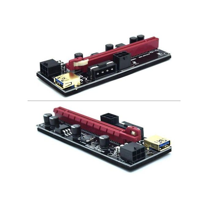 Hanergy Ver009S PCIe Riser Card Adapter – USB 3.0 PCI-E 1X to 16X Extender with 16A Power Supply, 4 Durable Capacitors, 6-Pin Connector, 60cm Cable for GPU Mining — product view 2