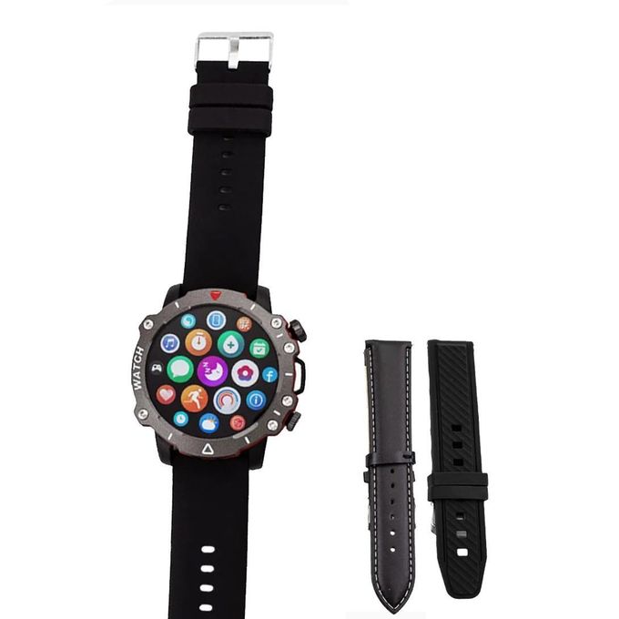 LG78 Pro 1.54″ Full Touchscreen Smartwatch with Wireless Charger (App: hryfine) – Black