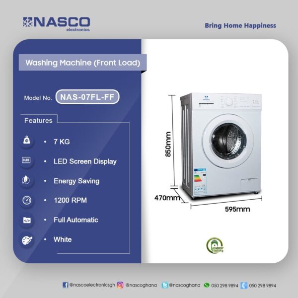 Nasco 7Kg Fully Automatic Front-Loading Washing Machine