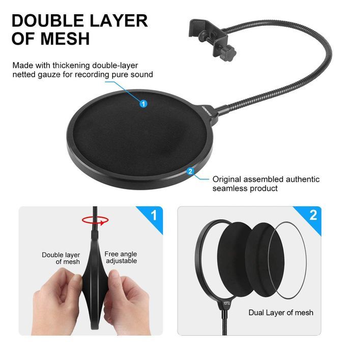 Black Microphone Pop Filter