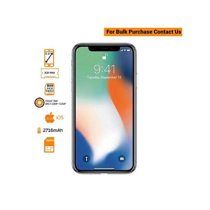 Apple iPhone X - 256GB Storage - 3GB RAM - 5.8-inch Display - 12MP Rear Camera/7MP Front Camera - 2716mAh Battery - Silver