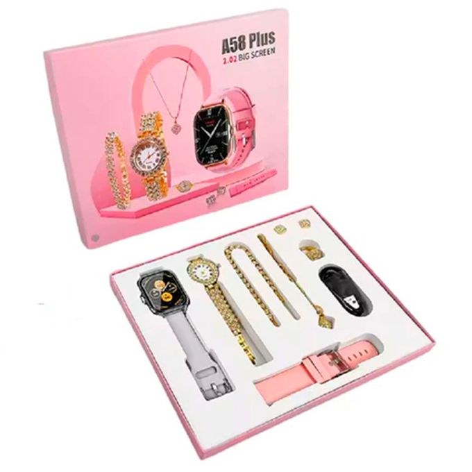 Gray A58 Plus Smartwatch (8-in-1 Women’s Gift Set)