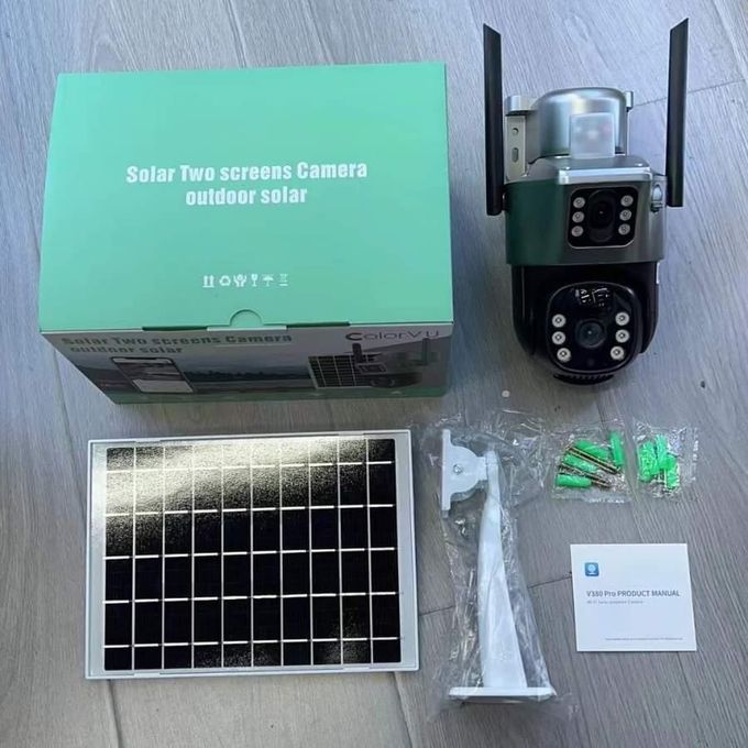 Black/Gray 4G SIM Solar-Powered CCTV Camera with Dual Lenses — product view 4