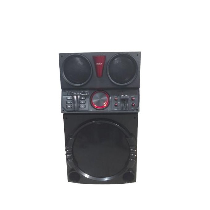 15-Inch Professional Rechargeable Bluetooth Woofer Speaker with Karaoke Function – Includes USB Ports, 2 Microphones, FM Radio, Aux-in Jack, Rechargeable Battery, and LED Lights… — product view 4