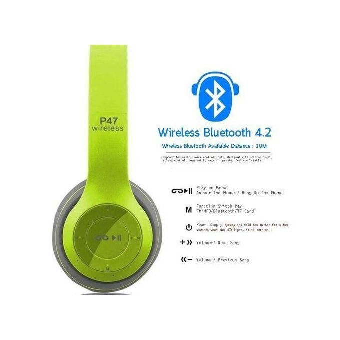 P47 Sleek Bluetooth Headphone – Lemon Green
