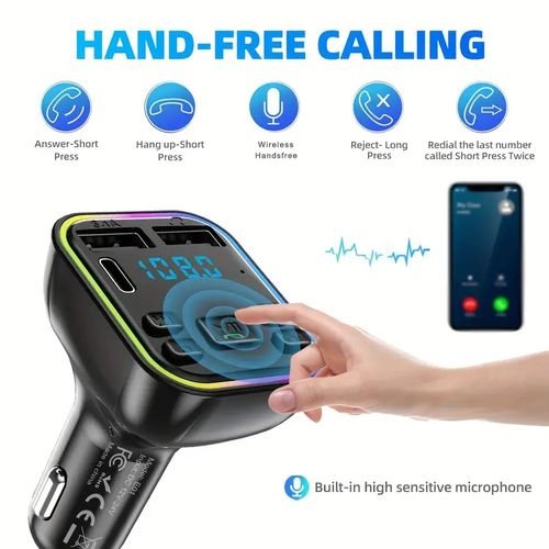 Buy Dual USB PD Type-C Charger Bluetooth 5.0 Car Wireless FM Transmitter Adapter in Kumasi