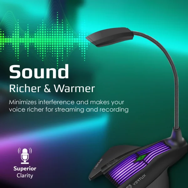 Vertux HD Anti-Vibration Gaming Microphone with LED Illumination