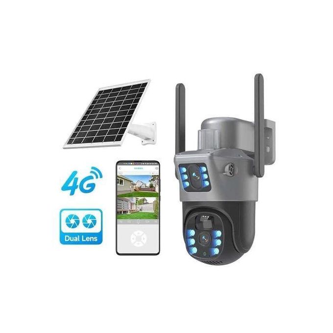 Ubox Black Dual Lens Solar Camera with Rechargeable 4G SIM Card