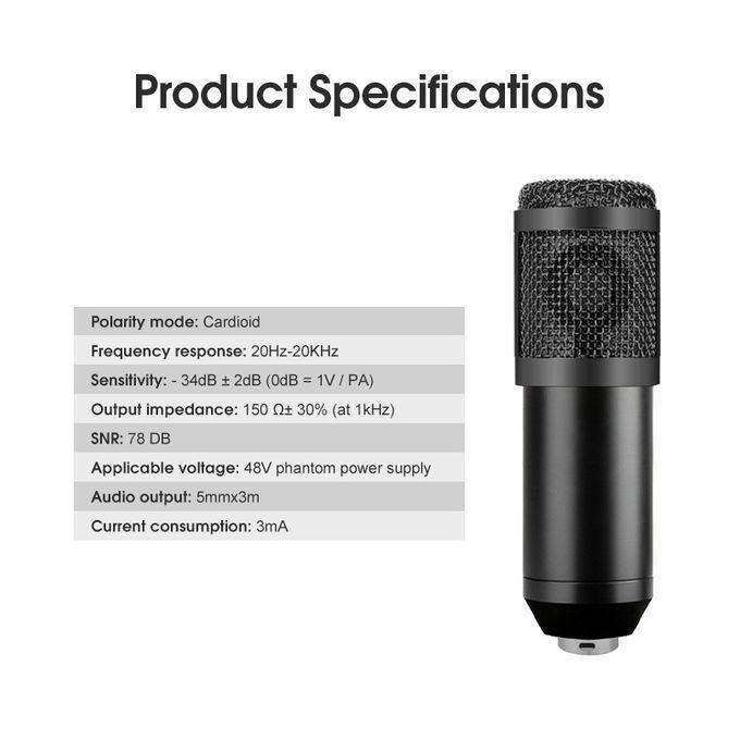 Genetic Professional Black Condenser Microphone with V8 Sound Card