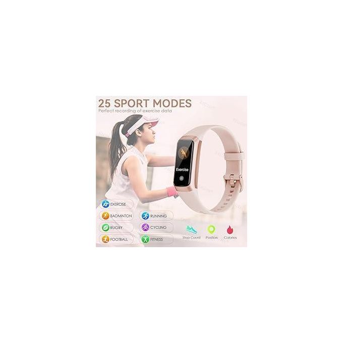 Pink Fitness Tracker Smart Watch Band with Blood Pressure Monitoring and Notifications