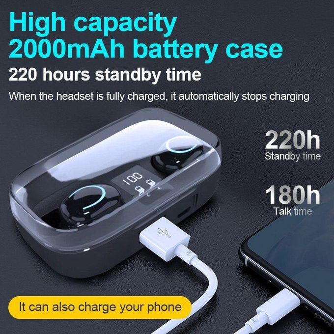 X10 Wireless Bluetooth Headphones Private Model with 5.3 Digital Display – BLACK