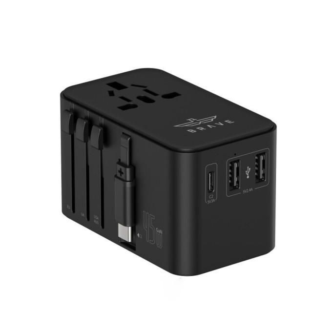 Brave Travel BTC-36 Black 20W GAN 3-Port AC Travel Adapter