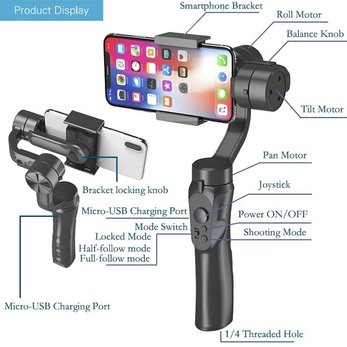 Black Handheld Gimbal Stabilizer