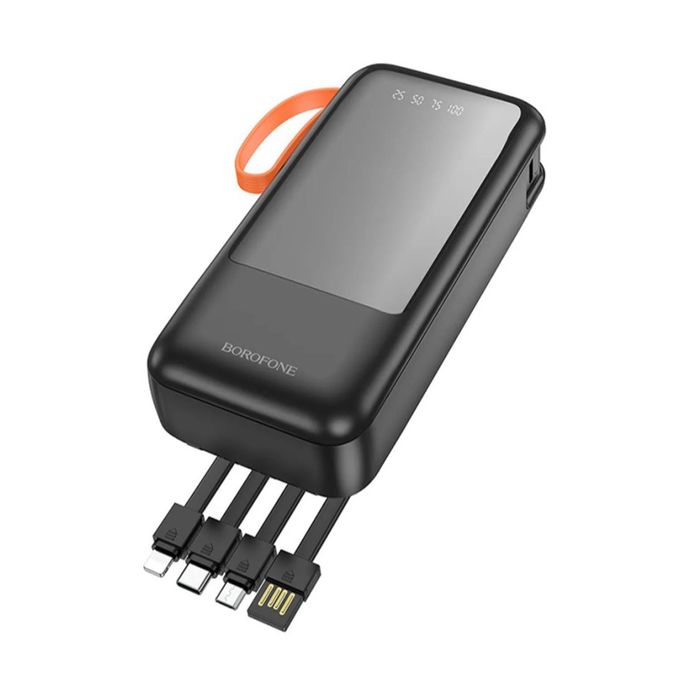 Black 40000mAh 4-in-1 Portable Flashlight Power Bank with Multiple Output Options
