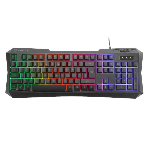 Vertux Black Gaming Keyboard with RGB Backlighting and Anti-Ghosting Feature