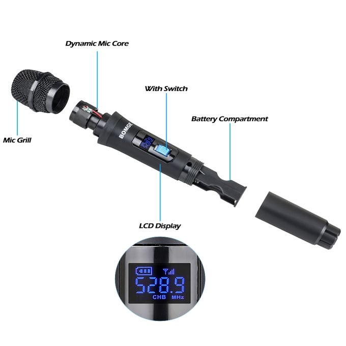 Bomge Black 4-Channel Wireless Microphone System in kumasi