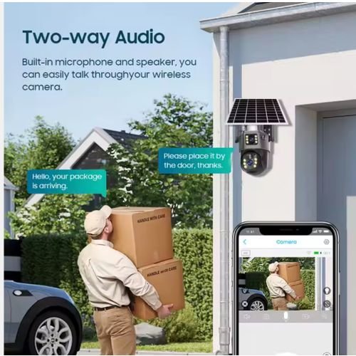 Buy Ptz 4G Sim or wifi Solar Outdoor Dual Lens 8MP IP Camara Solar Panel CCTV Security Built in Battery PIR Cam V380 in Kumasi