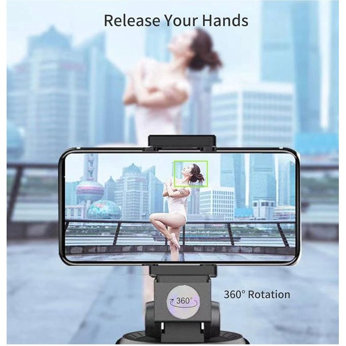360° Rotating Selfie Stick with Automatic Face and Object Tracking – Black