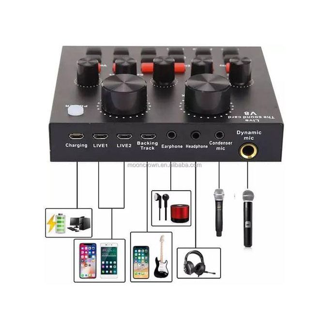 V8 Gold Professional Studio Condenser Microphone Sound Card by Genetic