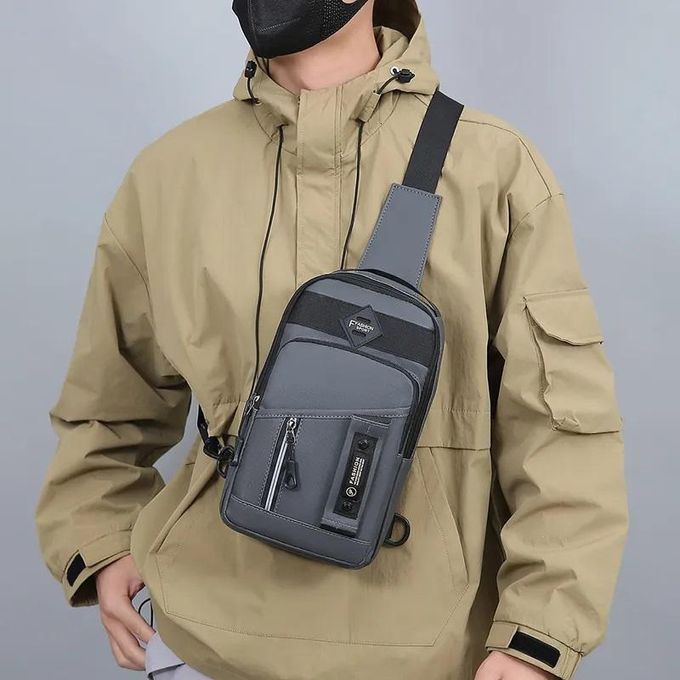Compact Grey Shoulder Bag for Students – Stylish Men’s Messenger Bag