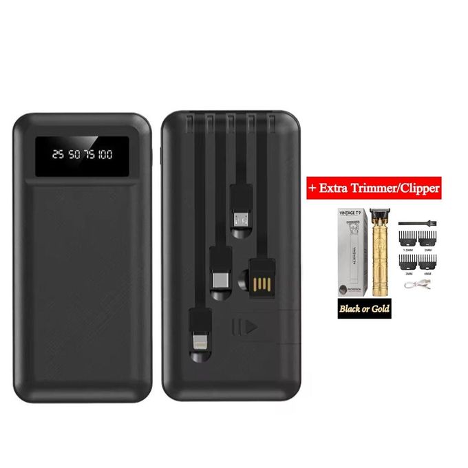 25,000 mAh Portable Charger with Hair Clipper - Black