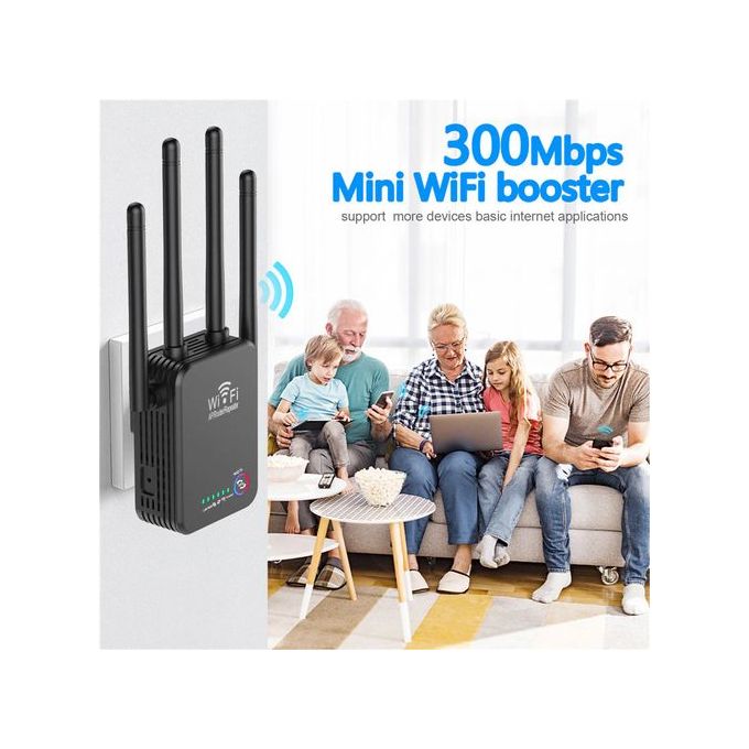 300Mbps 2.4G WiFi Range Extender - Signal Booster with Ethernet/LAN Port and 4 Antennas
